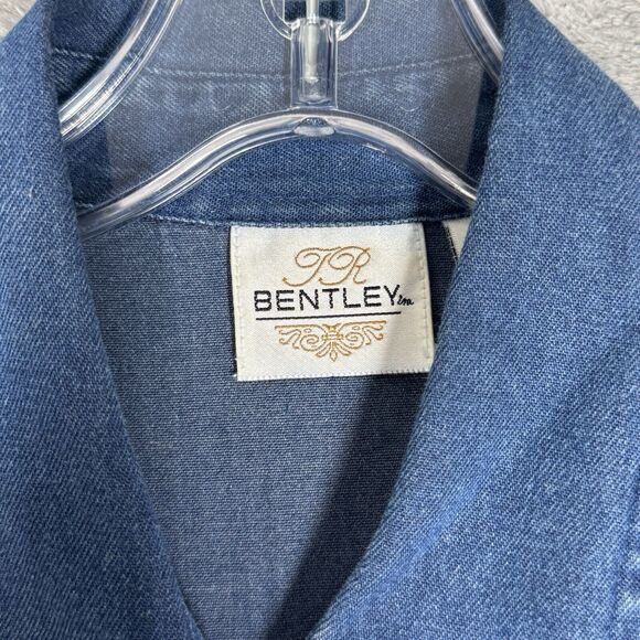 Bentley Dress Womens 8 Blue Denim Shirt Dress Floral Embroidery Casual Versatile - Picture 6 of 9